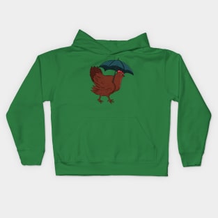 hen with umbrella Kids Hoodie